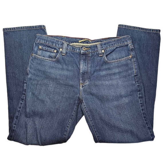 L.L. Bean Men's Indigo Distressed Standard Fit Jeans - Picture 2 of 12